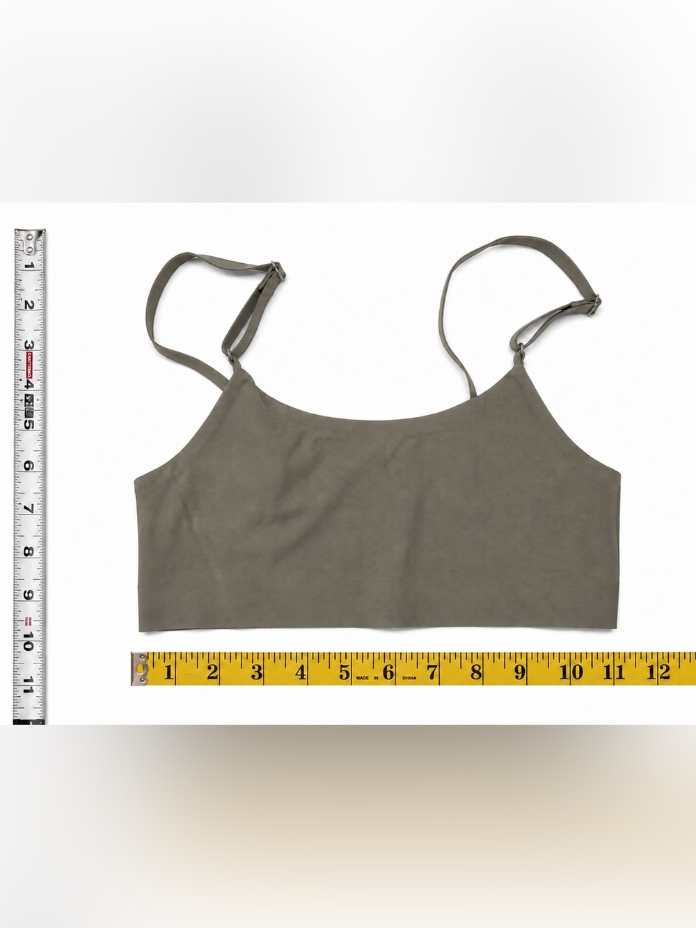 Taupe Seamless Wireless Bralette Adjustable Straps Lounge Brami Size M - Picture 4 of 5